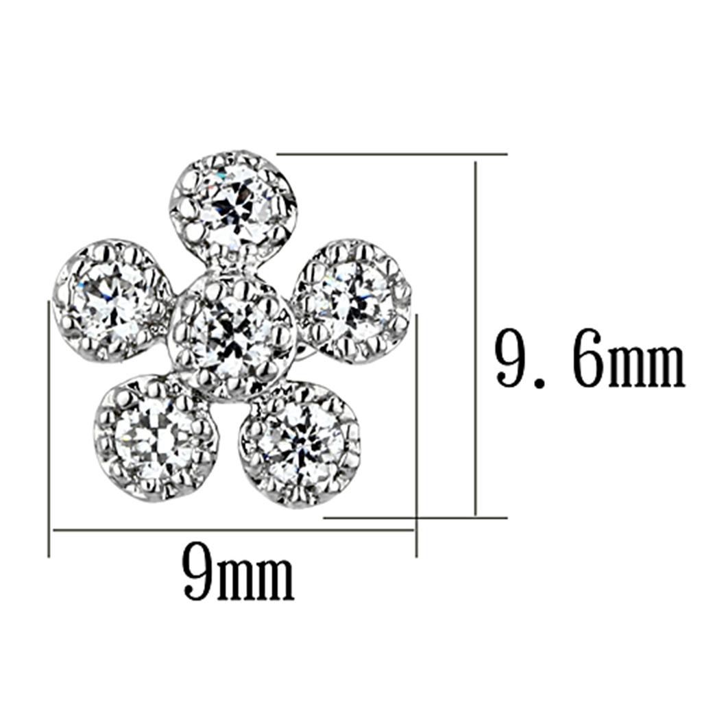 MA3W359 - Rhodium Brass Earrings with AAA Grade CZ  in Clear