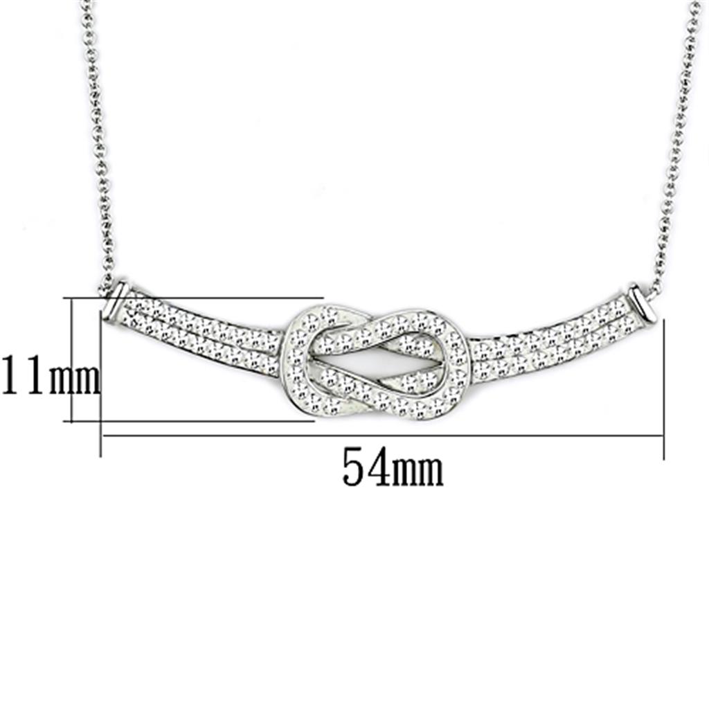 MA3W406 - Rhodium Brass Necklace with Top Grade Crystal  in Clear
