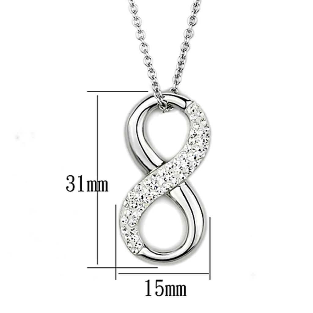 MA3W407 - Rhodium Brass Necklace with Top Grade Crystal  in Clear