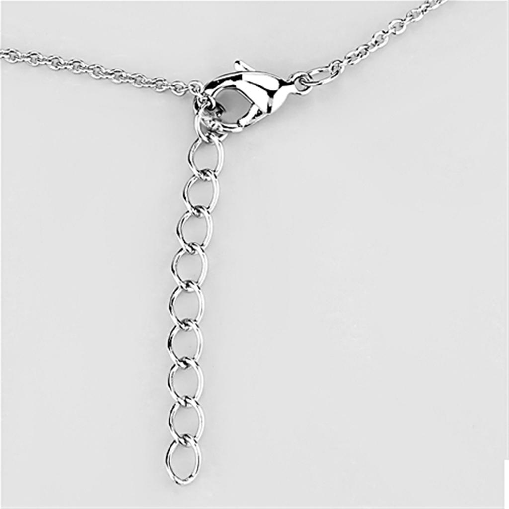 MA3W410 - Rhodium Brass Necklace with AAA Grade CZ  in Clear