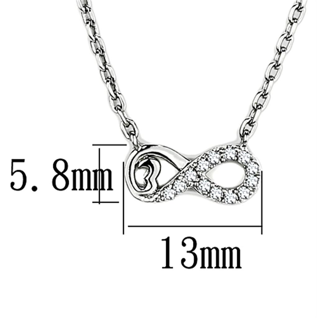 MA3W418 - Rhodium Brass Necklace with AAA Grade CZ  in Clear