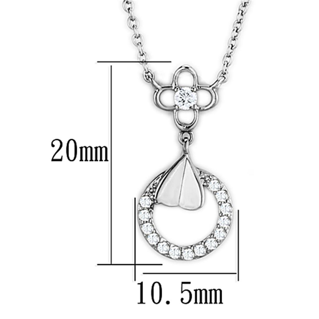 MA3W419 - Rhodium Brass Necklace with AAA Grade CZ  in Clear