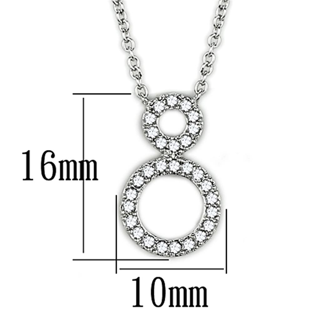MA3W421 - Rhodium Brass Necklace with AAA Grade CZ  in Clear