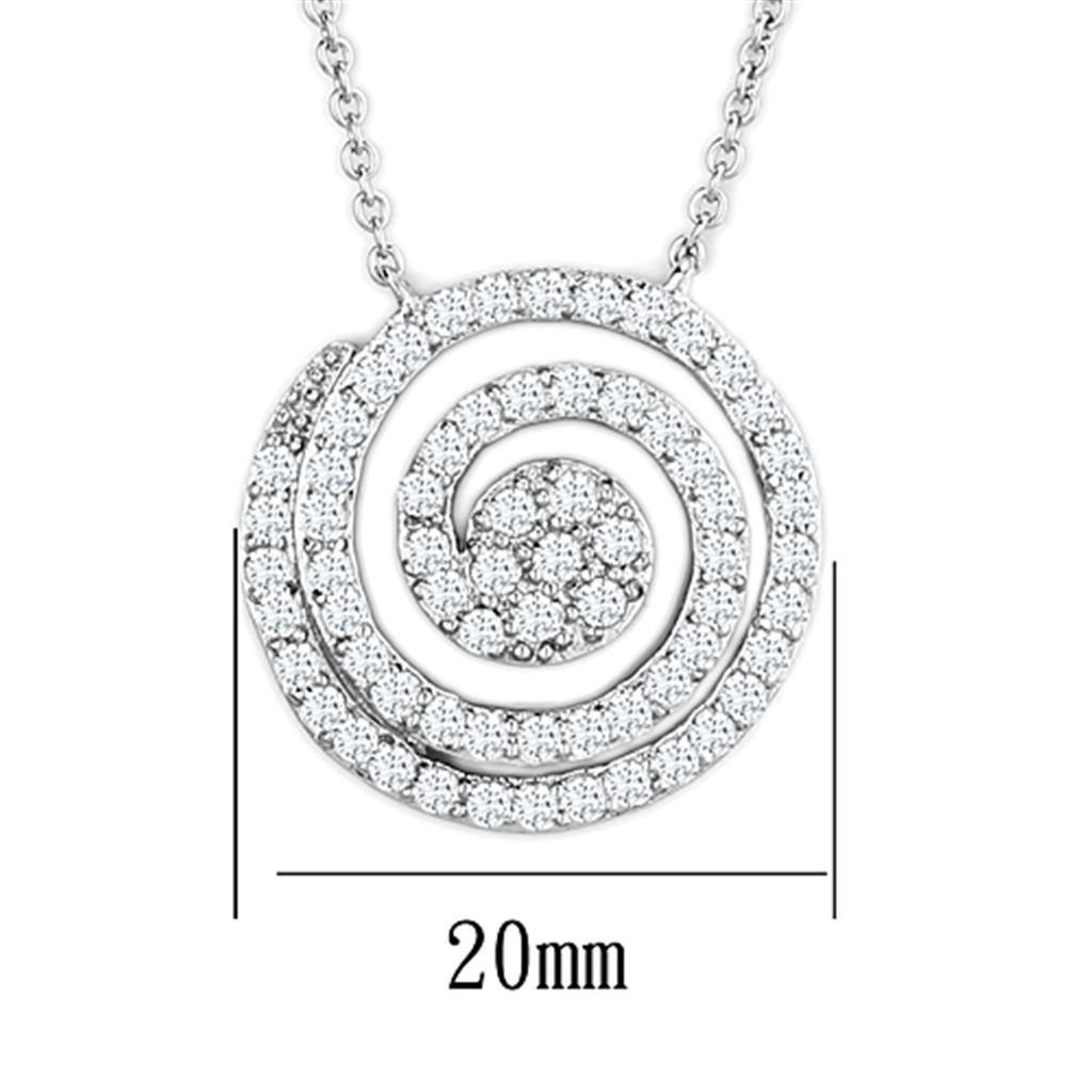 MA3W422 - Rhodium Brass Necklace with AAA Grade CZ  in Clear
