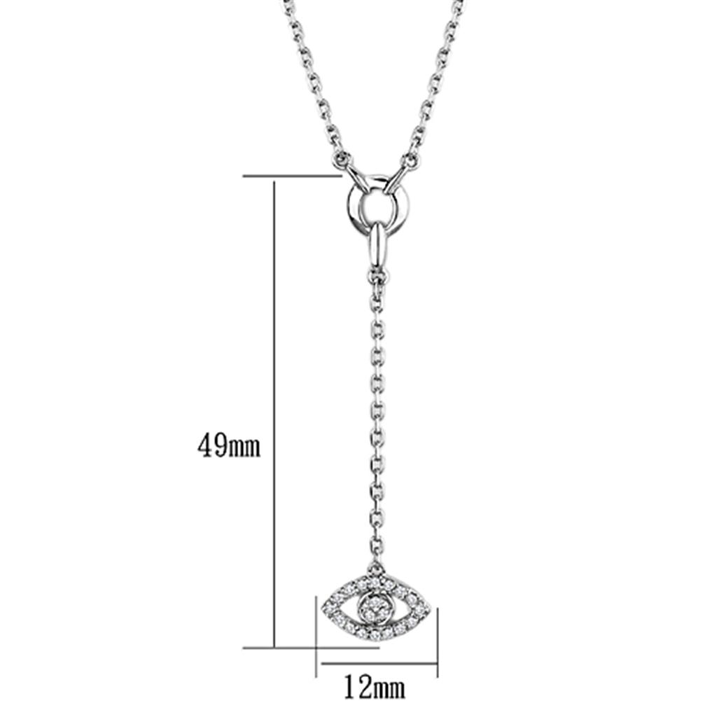 MA3W423 - Rhodium Brass Necklace with AAA Grade CZ  in Clear