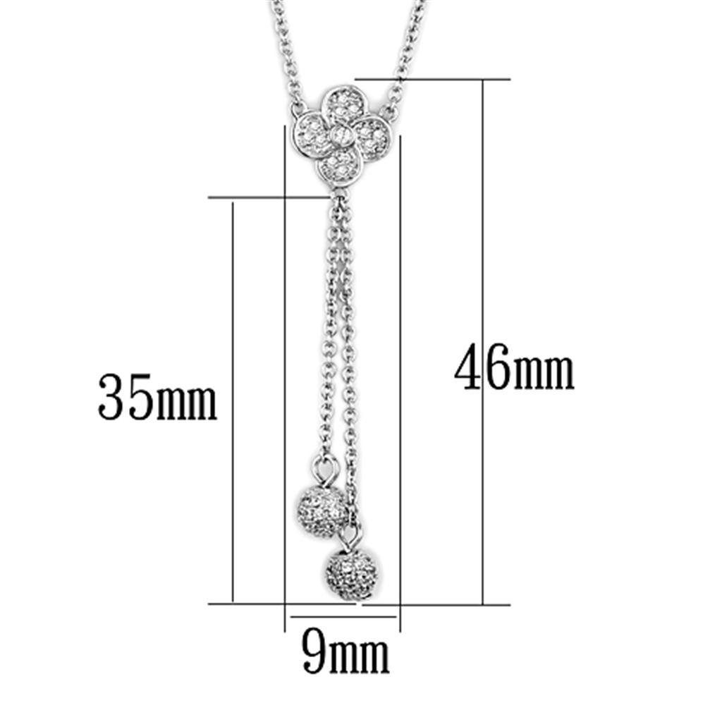 MA3W424 - Rhodium Brass Necklace with AAA Grade CZ  in Clear