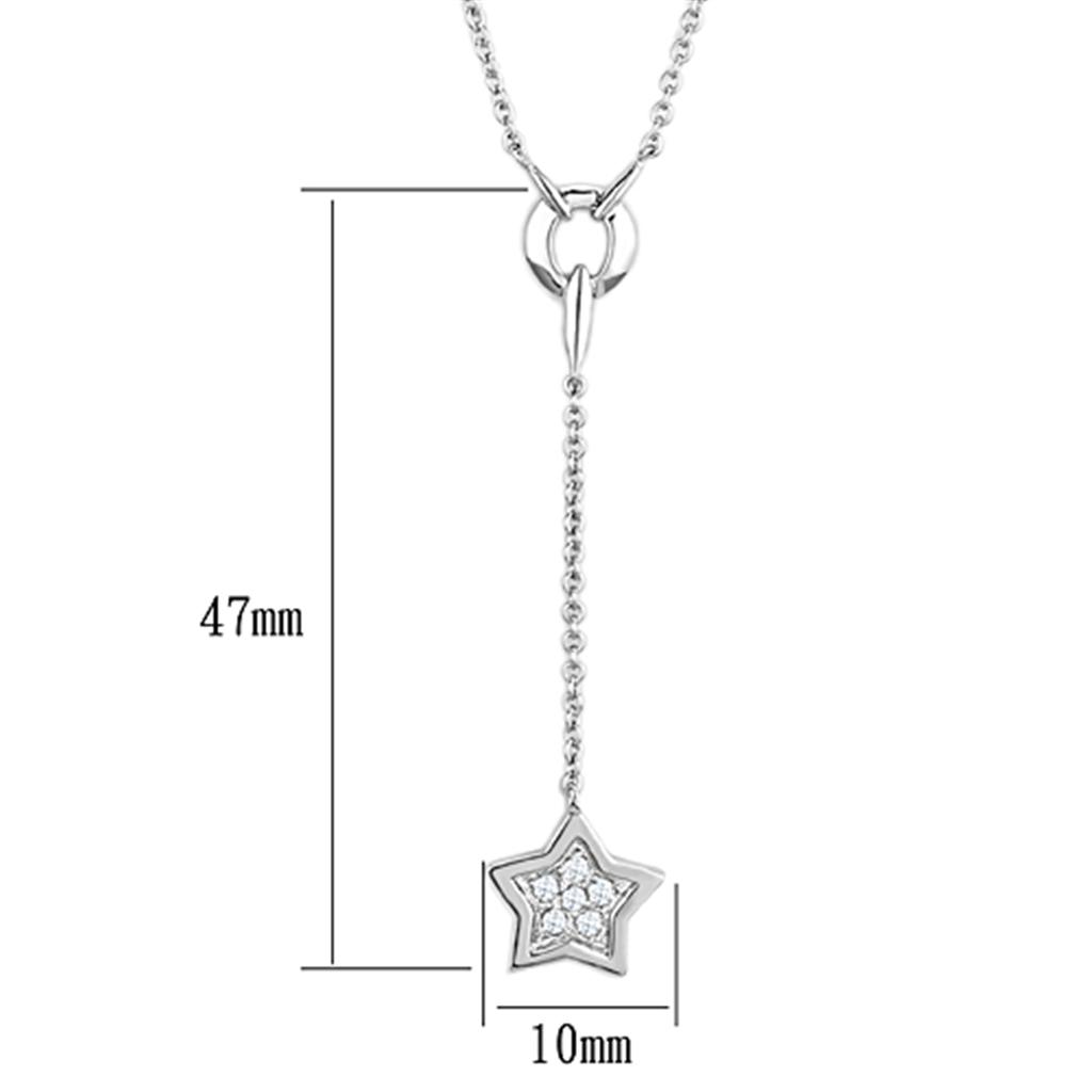 MA3W426 - Rhodium Brass Necklace with AAA Grade CZ  in Clear