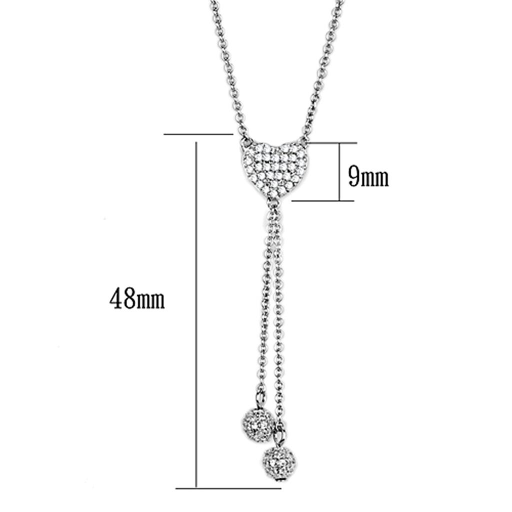 MA3W428 - Rhodium Brass Necklace with AAA Grade CZ  in Clear