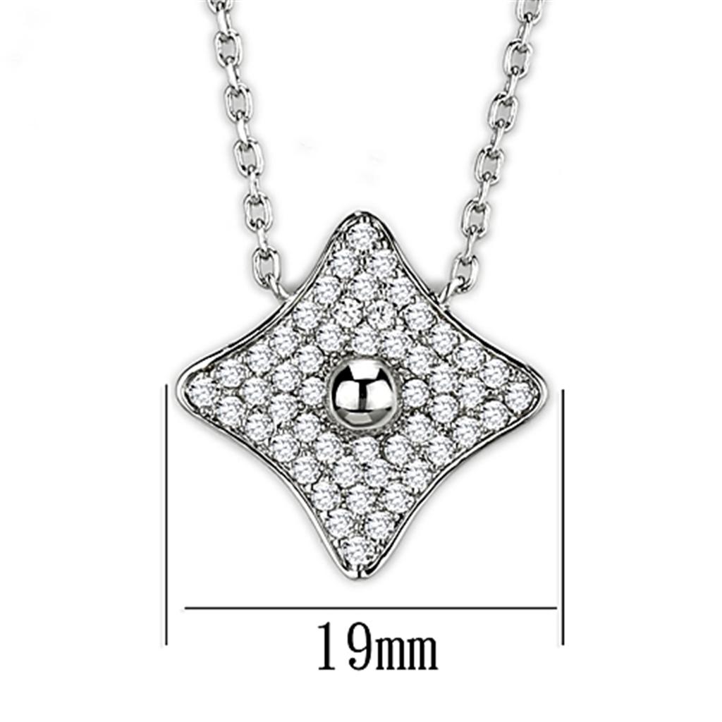 MA3W430 - Rhodium Brass Necklace with AAA Grade CZ  in Clear