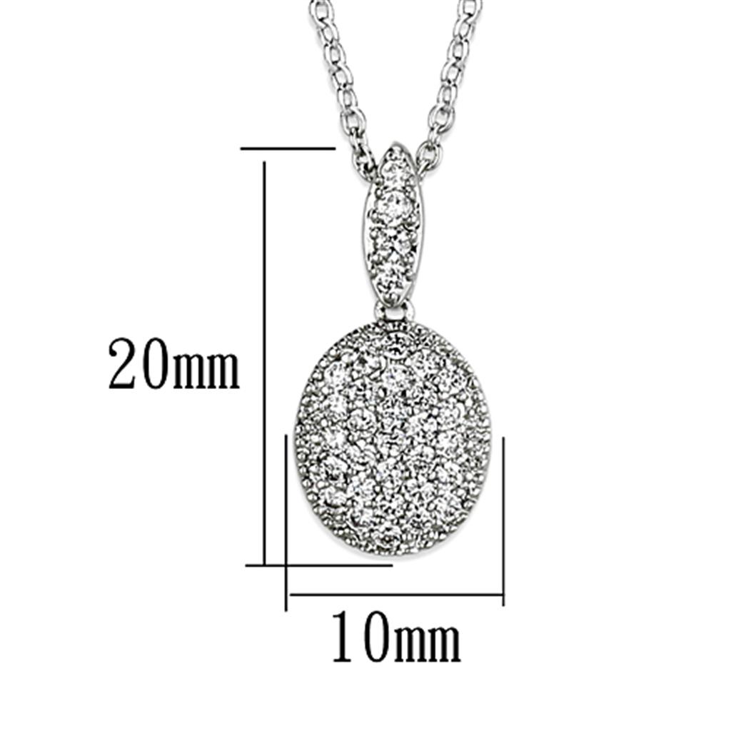 MA3W432 - Rhodium Brass Necklace with AAA Grade CZ  in Clear