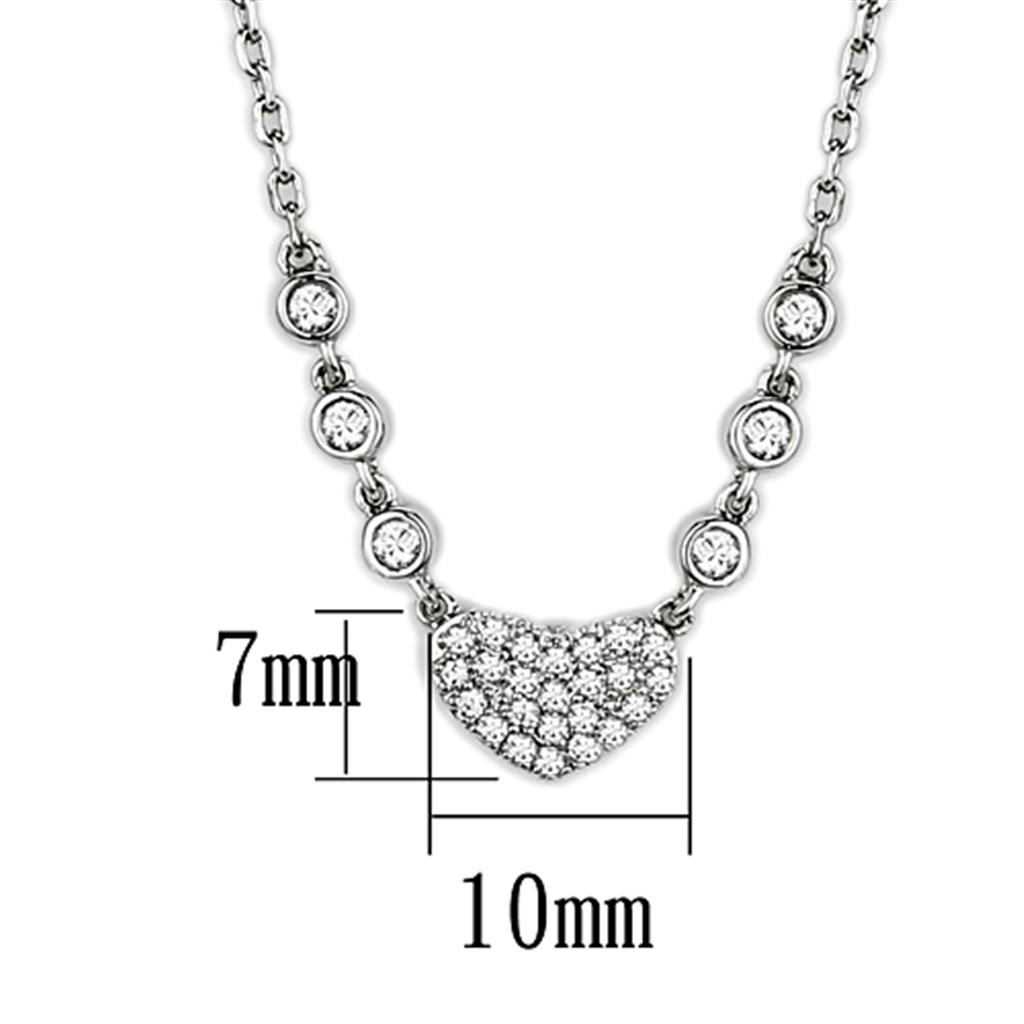 MA3W433 - Rhodium Brass Necklace with AAA Grade CZ  in Clear