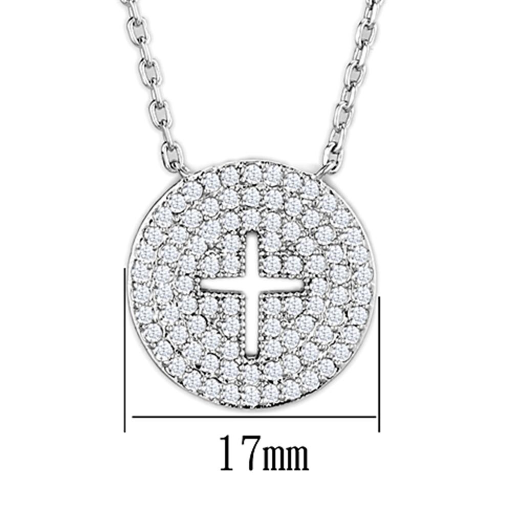 MA3W434 - Rhodium Brass Necklace with AAA Grade CZ  in Clear