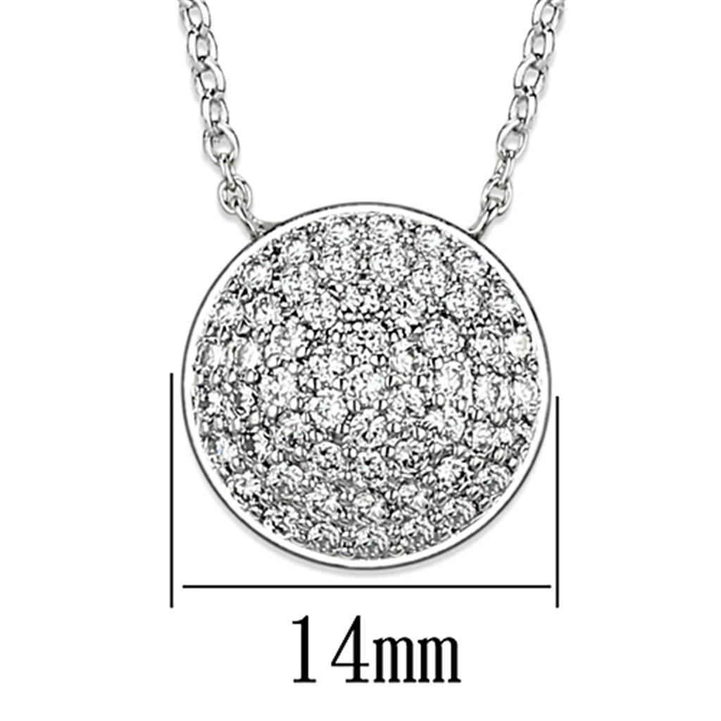 MA3W436 - Rhodium Brass Necklace with AAA Grade CZ  in Clear