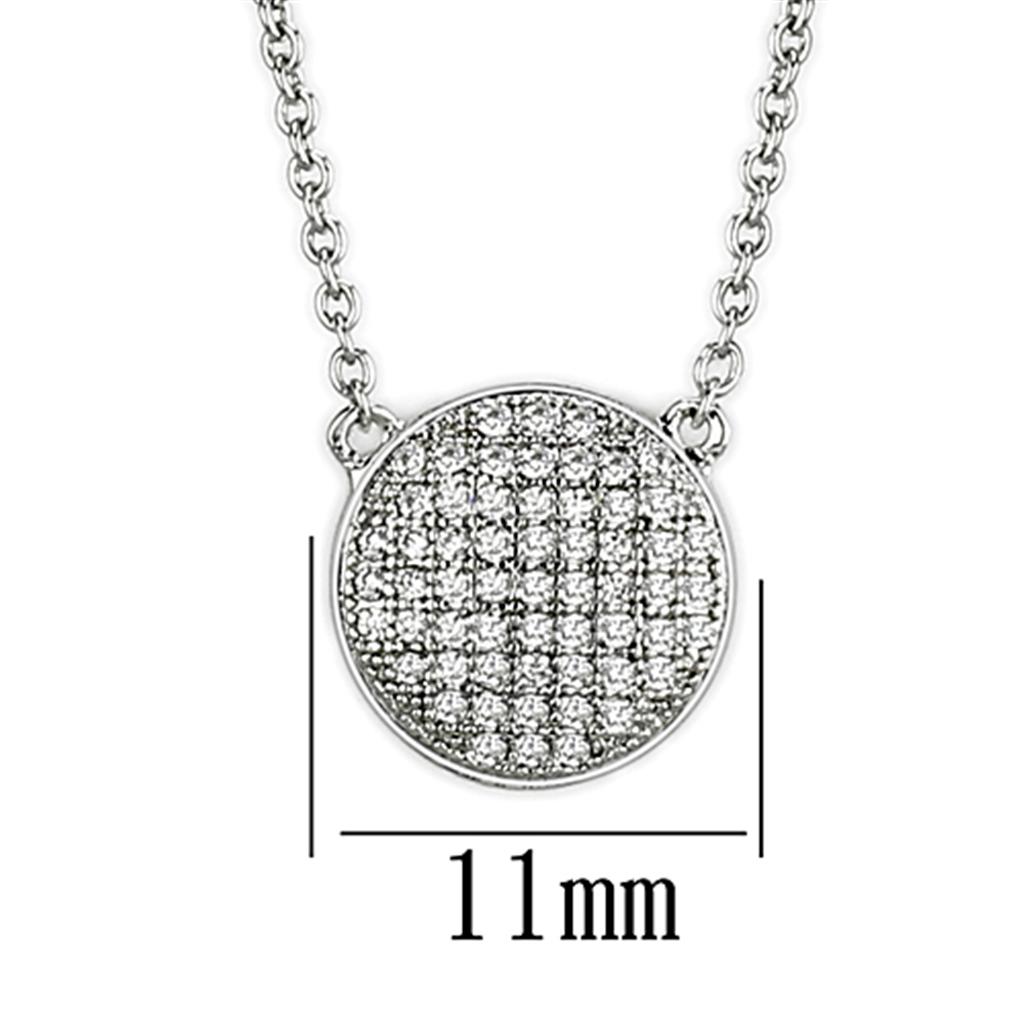 MA3W437 - Rhodium Brass Necklace with AAA Grade CZ  in Clear