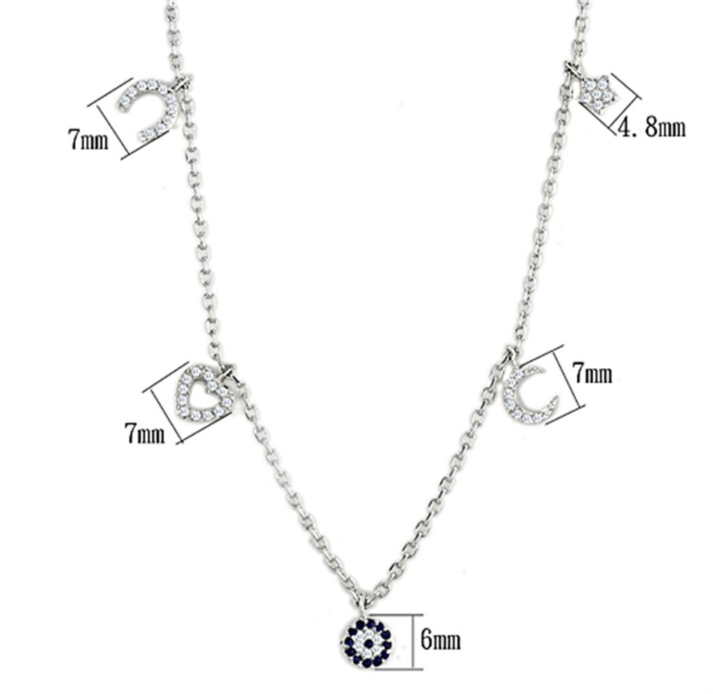 MA3W439 - Rhodium Brass Necklace with AAA Grade CZ  in Montana