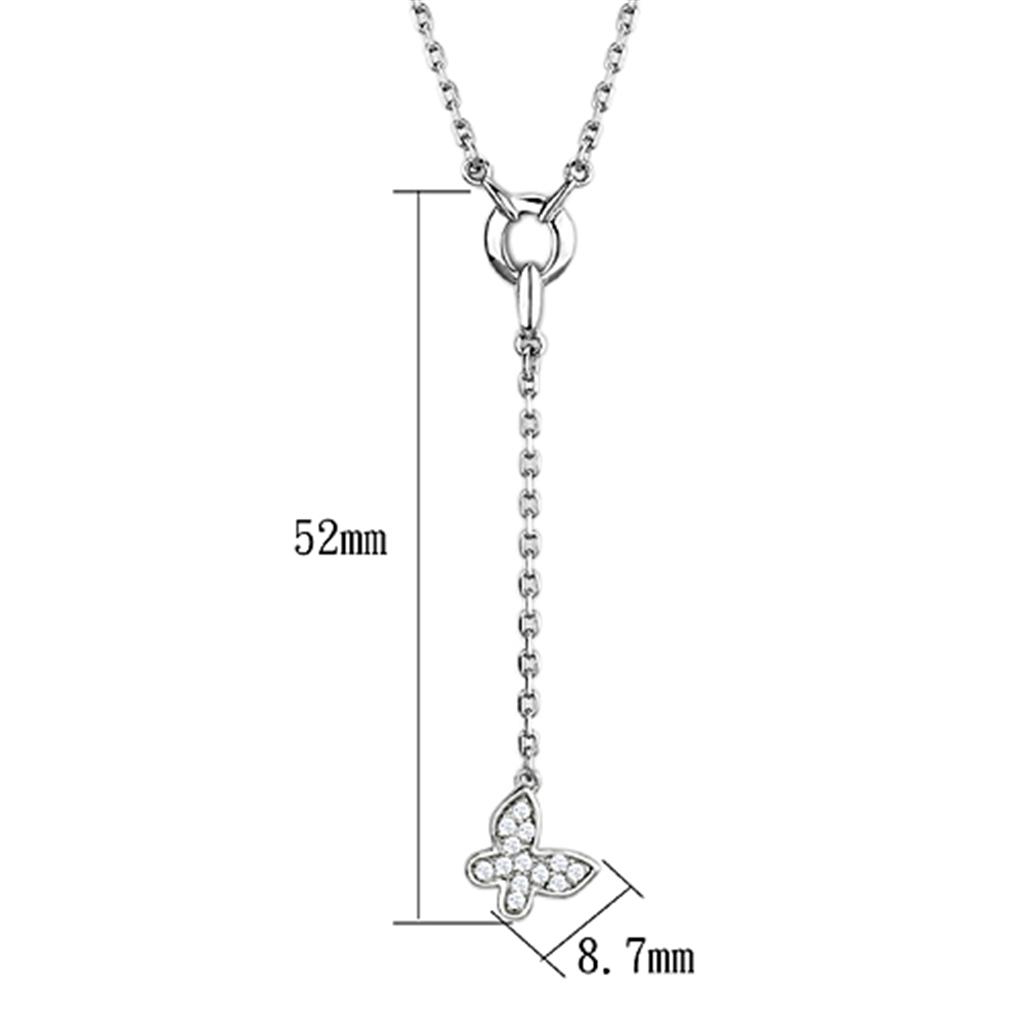 MA3W443 - Rhodium Brass Necklace with AAA Grade CZ  in Clear
