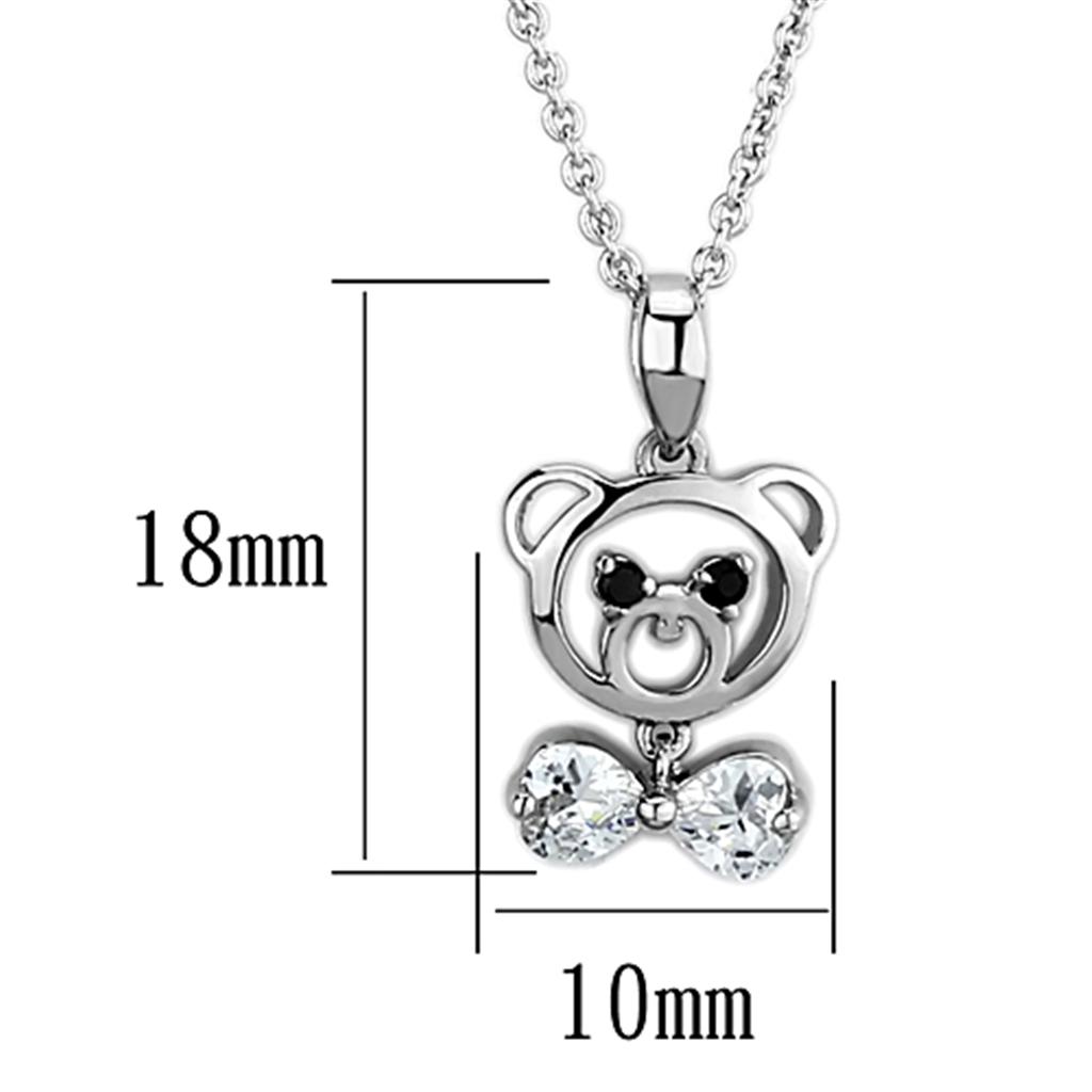 MA3W445 - Rhodium Brass Necklace with AAA Grade CZ  in Clear