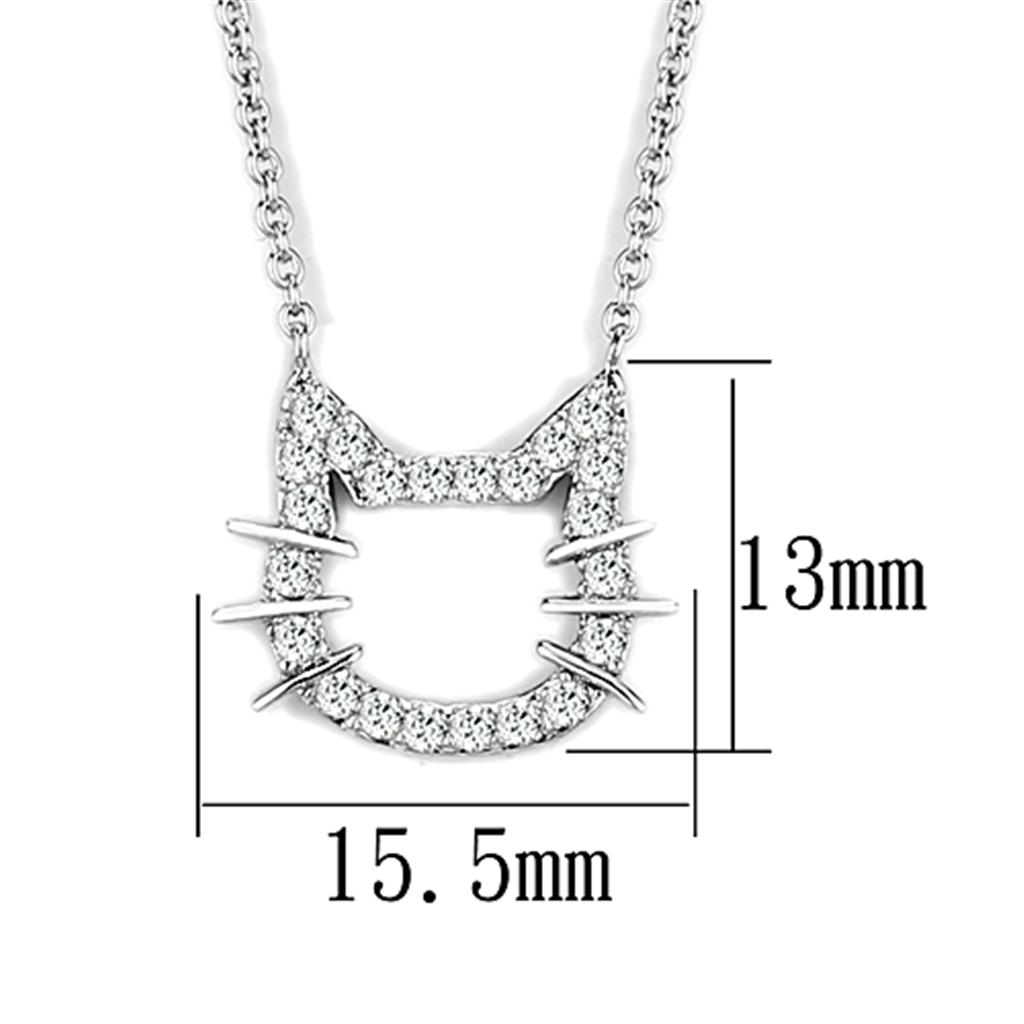 MA3W446 - Rhodium Brass Necklace with AAA Grade CZ  in Clear
