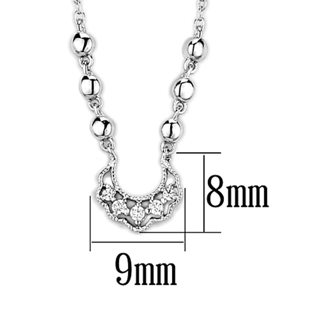 MA3W448 - Rhodium Brass Necklace with AAA Grade CZ  in Clear