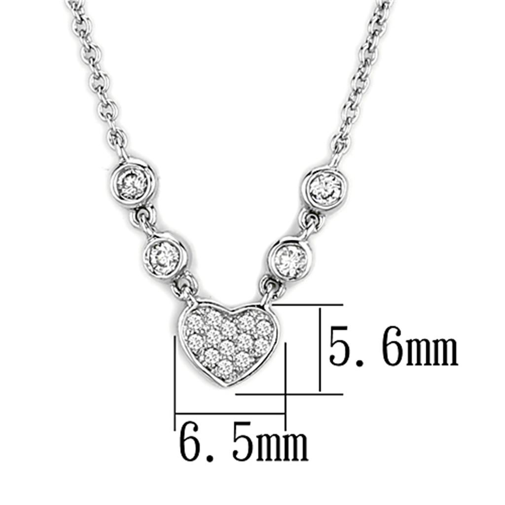 MA3W449 - Rhodium Brass Necklace with AAA Grade CZ  in Clear