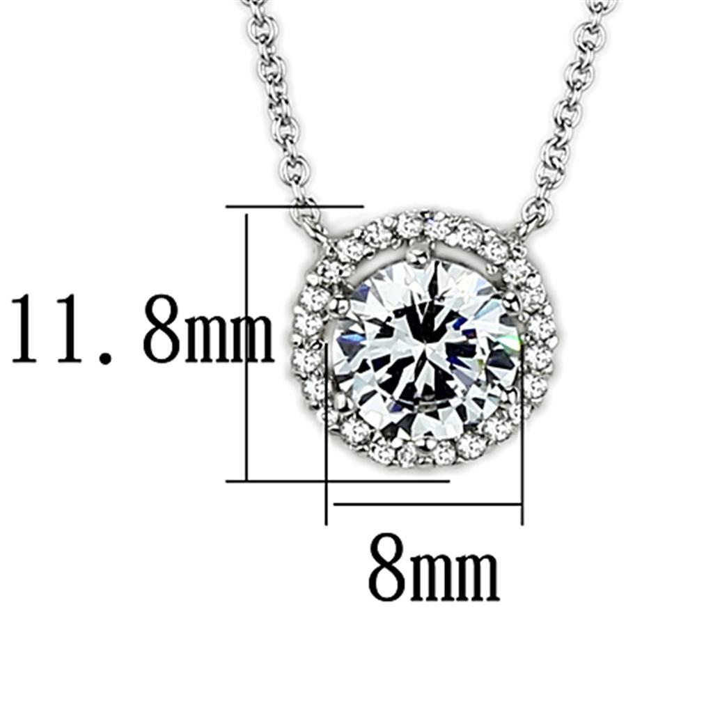 MA3W450 - Rhodium Brass Necklace with AAA Grade CZ  in Clear