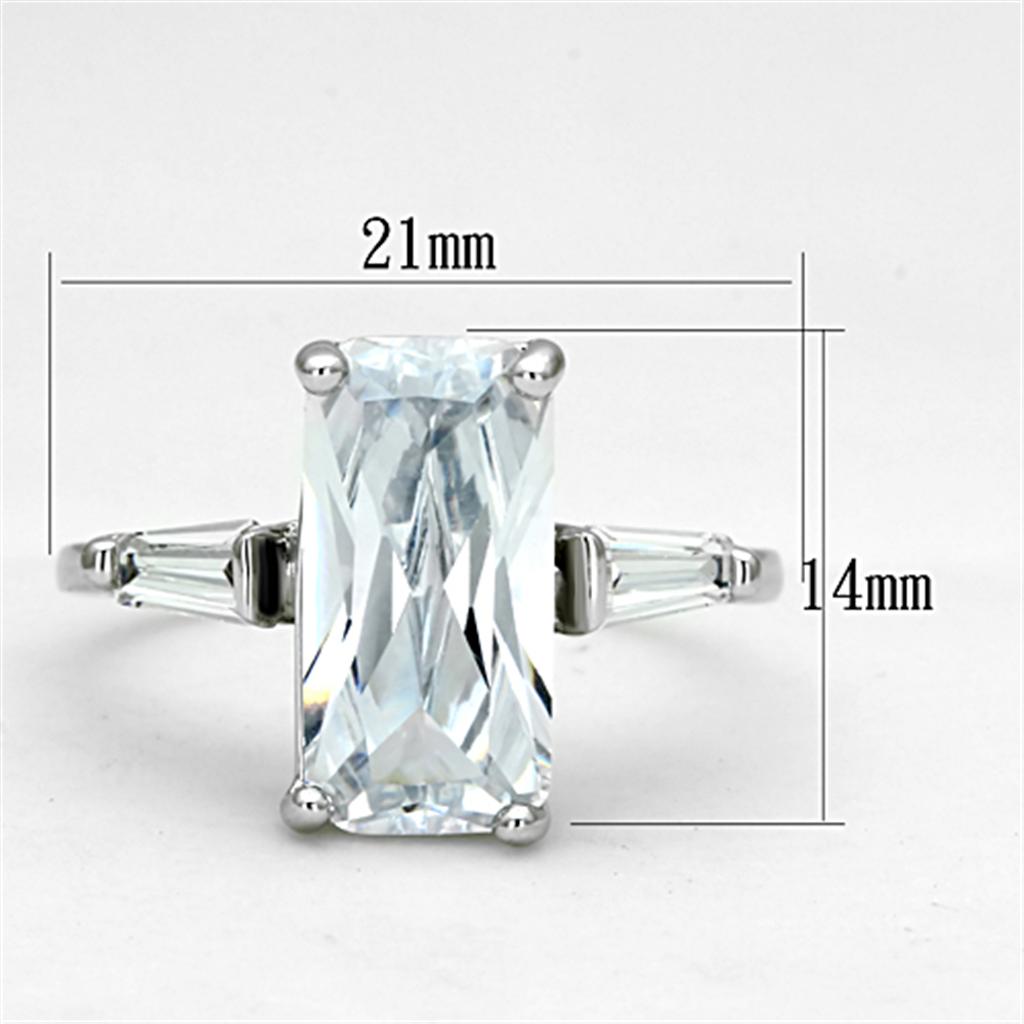 MA3W460 - Rhodium Brass Ring with AAA Grade CZ  in Clear