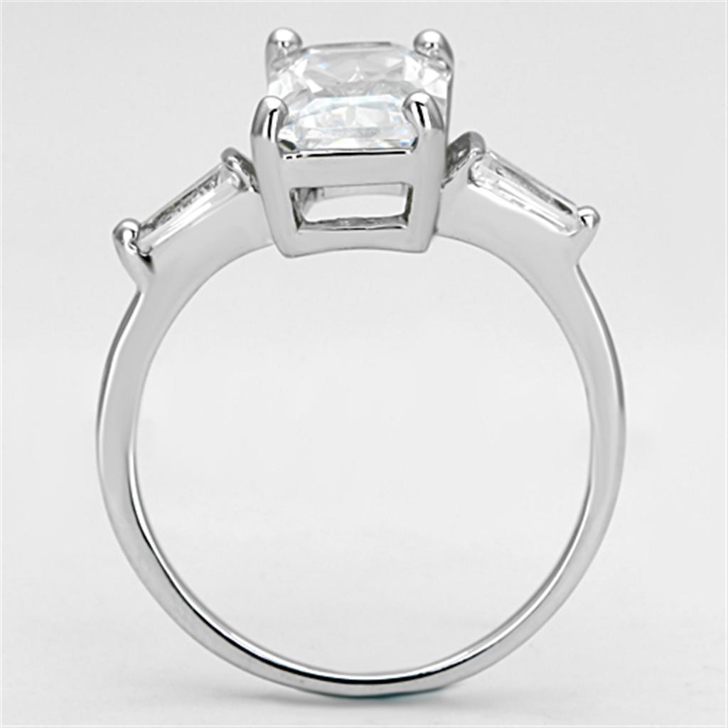 MA3W460 - Rhodium Brass Ring with AAA Grade CZ  in Clear