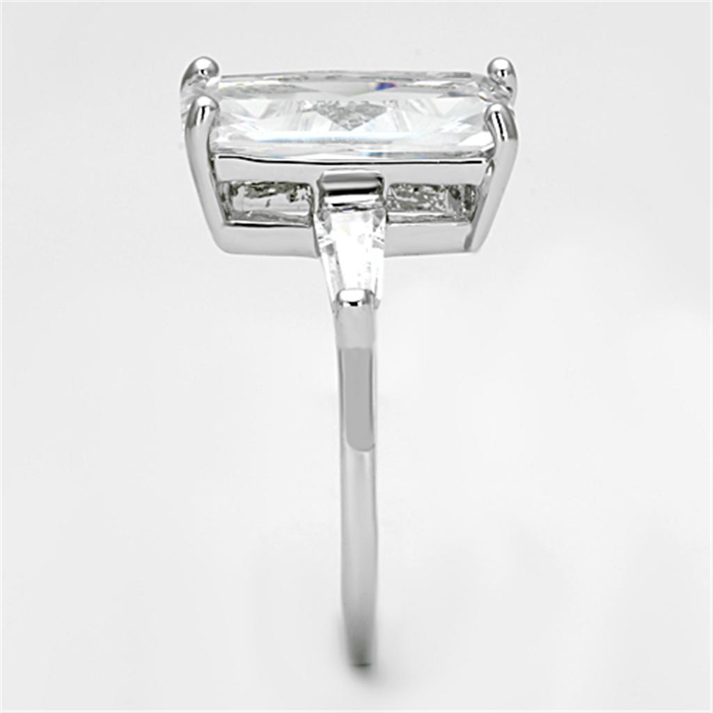 MA3W460 - Rhodium Brass Ring with AAA Grade CZ  in Clear