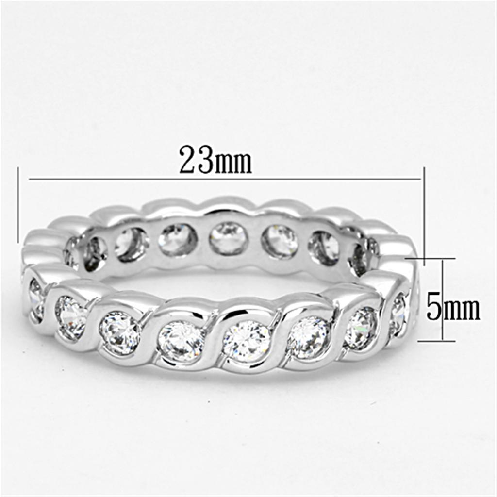 MA3W462 - Rhodium Brass Ring with AAA Grade CZ  in Clear