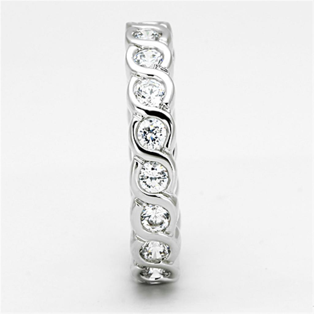 MA3W462 - Rhodium Brass Ring with AAA Grade CZ  in Clear