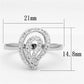 MA3W463 - Rhodium Brass Ring with AAA Grade CZ  in Clear