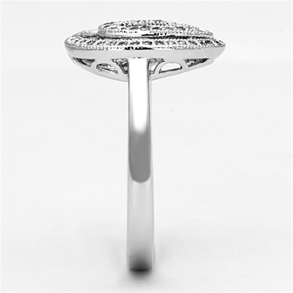 MA3W463 - Rhodium Brass Ring with AAA Grade CZ  in Clear