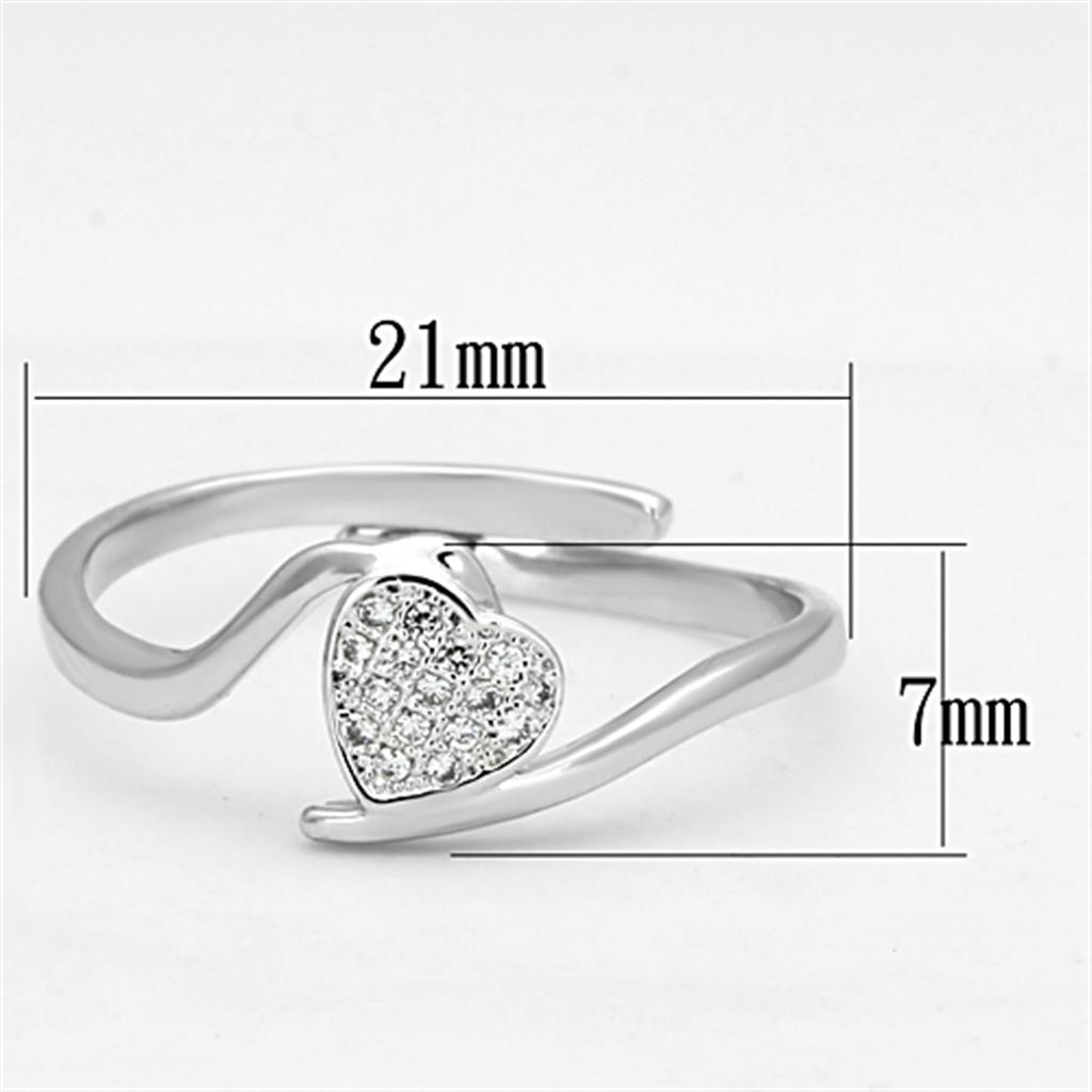 MA3W464 - Rhodium Brass Ring with AAA Grade CZ  in Clear