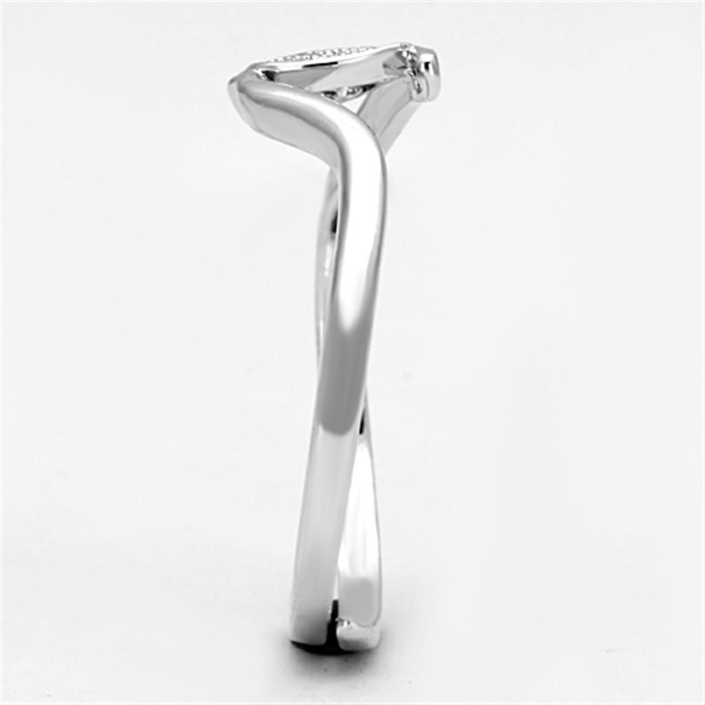 MA3W464 - Rhodium Brass Ring with AAA Grade CZ  in Clear