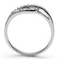 MA3W465 - Rhodium Brass Ring with AAA Grade CZ  in Clear