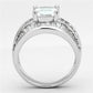 MA3W475 - Rhodium Brass Ring with AAA Grade CZ  in Clear