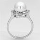 MA3W477 - Rhodium Brass Ring with Synthetic Pearl in White