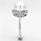 MA3W477 - Rhodium Brass Ring with Synthetic Pearl in White
