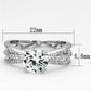 MA3W478 - Rhodium Brass Ring with AAA Grade CZ  in Clear
