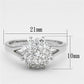 MA3W479 - Rhodium Brass Ring with AAA Grade CZ  in Clear