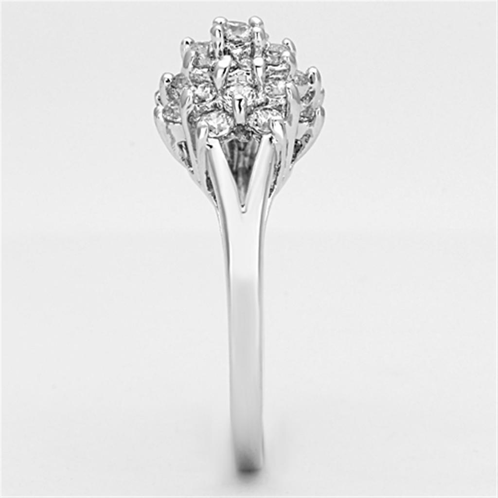 MA3W479 - Rhodium Brass Ring with AAA Grade CZ  in Clear