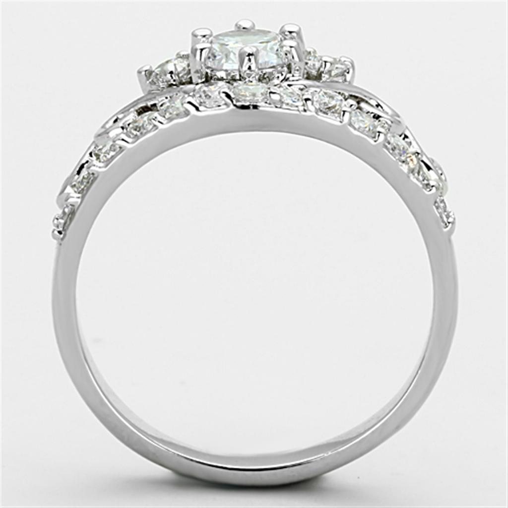 MA3W483 - Rhodium Brass Ring with Top Grade Crystal  in Clear