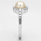 MA3W487 - Rhodium Brass Ring with Synthetic Pearl in White