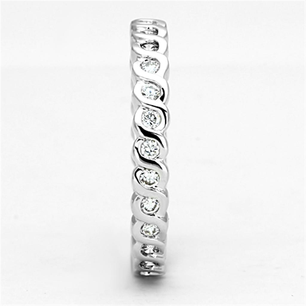 MA3W489 - Rhodium Brass Ring with AAA Grade CZ  in Clear