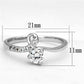 MA3W497 - Rhodium Brass Ring with AAA Grade CZ  in Clear