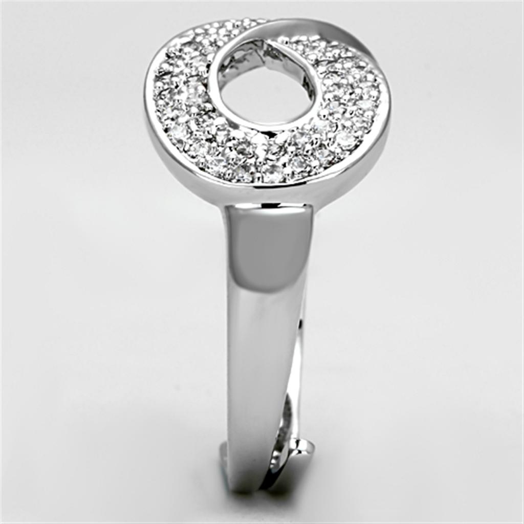 MA3W503 - Rhodium Brass Ring with AAA Grade CZ  in Clear