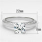 MA3W504 - Rhodium Brass Ring with AAA Grade CZ  in Clear