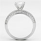 MA3W504 - Rhodium Brass Ring with AAA Grade CZ  in Clear