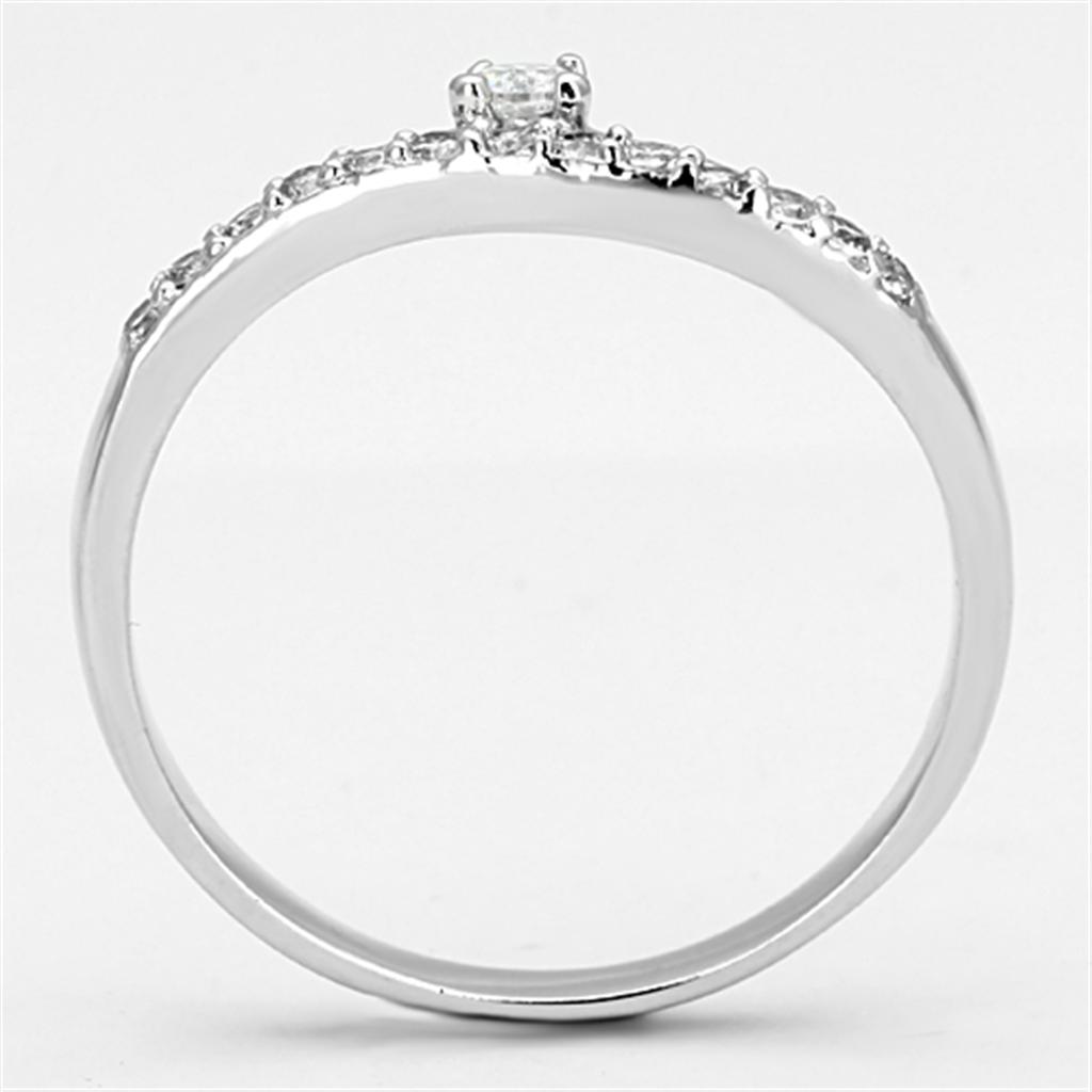 MA3W505 - Rhodium Brass Ring with AAA Grade CZ  in Clear