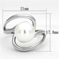MA3W512 - Rhodium Brass Ring with Synthetic Pearl in White